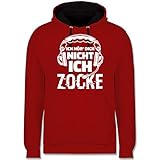 Shirtracer Nerd Geschenke - Ich hör Dich Nicht ich zocke Headset Glitch Weiß - XS - Rot/Schwarz - Fun - JH003 - Hoodie zweifarbig und Kapuzenpullover für Herren und D