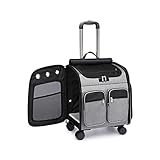 KaiLangDe Hundetragetasche auf Rädern Rucksack Weiche Wander-Tragetasche für kleine Hunde und Katzen Abnehmbare Rollräder Mesh-Belüftungsfenster Aufbewahrungstaschen (Color : C)