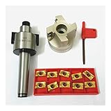 QWXZ Holzwerkzeuge MT2 400R 50mm Gesichts-Schaftfräser mit 10 Stück APMT1604 Karbid-Einsätze mit Wrench Stanzpositionierung