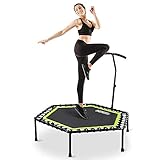 ONETWOFIT Fitness-Trampolin mit höhenverstellbarem Haltegriff, leise Gummiseilfederung, Trampolin Training wie im Fitness-Studio Trainer Workout für Erw