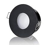 lambado® LED Spots Flach für Badezimmer IP65 in Schwarz - Moderne Deckenstrahler/Einbaustrahler für Außen inkl. 230V 5W Strahler warmweiß dimmbar - Hell & Sp
