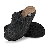 Dunlop Herren Hausschuhe, offene Rückseite, Filz-Hausschuhe, für drinnen und draußen, rutschfest, Größe 40-47, Schwarz - Schwarz - Größe: 45 EU