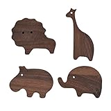 BEIAOSU Kleiderhaken Kinder Garderobenhaken Holz - 4pcs Wandhaken Kindergarderobe in Tierformen Möbelgriffe Kinderzimmer Deko Geschenkidee Geschenkkarton Dekoration Tierhaken, Walnuss L