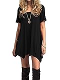 Durio Azue Damen Sommerkleider Kurzarm Kleider Casual T-shirt kleid Loose Fit fAr Alltag, Schwarz K, EU 40 (Hersteller M)