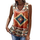 Damen Sexy Tank Tops Mode Geometrischer Druck Rundhals Ärmellos Weste Hemden Bluse, Lässiges Tuniken Sweatshirt Oberteile Elegant Jumper Kontrastfarbene Streetwear Blusen Tops Eay