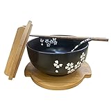 Li Li Na Shop Japanische Küche Geschirr koreanische Vintage Schüssel japanischen Stil Keramik Instant Nudel Schüssel Stäbchen mit Deckel und Löffel Kü