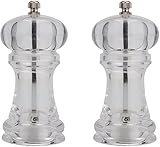 JeeKoudy Salz- und Pfeffermühlen-Set, klare Acrylmühlen inklusive Präzisionsmechanismen und Premium Meersalz und Pfefferkörner für Küche und Esszimmer 1 Stück