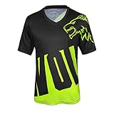 Wisdom Wolf Herren Kurzarm Shirt MTB Leicht Atmungsaktiv Sanft Sport Fitnessstudio Radtrikot L Schwarz / Grü