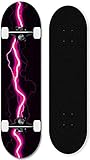 Kinder, Erwachsene Anfänger komplettes Skateboard, 31x8 Zoll Blitz-Skateboard, geeignet für professionelles Skateboarding für Jungen und Mädchen-B