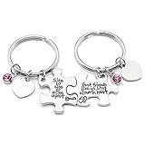 JOVIVI Puzzle Schlüsselanhänger mit Gravur Paar Schlüsselringe mit Herz Scheibe Freundschafts für 2 Geschenk