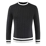 HUIWU Herren Sweatshirt Pullover Langarm Rundhals Color Block Feinstrick Pulli Unterhemd Unterzieh Sweater Herbst Winter Casual Basic Elegant Langarmhemd Businesshemden Freizeithemd Lang