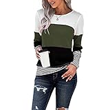 Herbst Und Winter Mode Damen Rundhals KontrastnäHte Langarm Slim Strickpullover Pullover Casual T-Shirt Top D