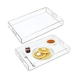 AUTUUCKEE Serviertablett aus Acryl, dekoratives Tablett für Couchtisch, Arbeitsplatte mit Griffen, zur Aufbewahrung von Kuchen und Leb