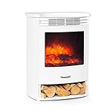 Klarstein Bormio Elektrokamin - Kamin elektrisch mit 950 / 1900 W Leistung, Elektro Kamin mit Thermostat, zuschaltbare Heizfunktion, Flammeneffektet, Wochentimer, 49 x 63 x 35 cm weiß