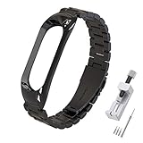 Simpeak Edelstahl Armband Kompatibel mit Xiaomi Mi Band 5 / Mi Band 6 (5.5''-8.1''), Metall Uhrenarmband Ersatz Armbänder - Schw