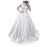 Abendkleid Damen Swing Kleid Elegantes Briskorry V-Ausschnitt Langen Ärmeln Brautkleid Hochzeitskleid Große Größen Prinzessin Spitze Tüll A-Linie Lang Brautkleider Glitzer Sexy Cocktailkleid Ballk