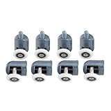 8Pcs Duschkabine Rollen Schiebetür Rolle Dusche Ersatzteile Glastürrolle (4 Oberrolle + 4 Unterrolle + Schraube + Deckel)(Single Wheel)