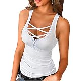 Eaylis Damen Niedrig geschnittene Bluse Sexy Weste Tops Enges Shirt Bedrucktes T-Shirt Westliche Oberteile mit rundem Hals Ärmelloses Top Knopf Weste Top