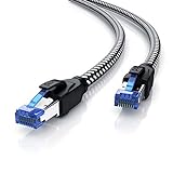 CSL - CAT 8.1 Netzwerkkabel 40 Gbits - 5m - Baumwollmantel - LAN Kabel Patchkabel Datenkabel RJ45 - CAT 8 Gigabit Ethernet Cable - 40000 Mbits Geschwindigkeit - S/FTP PIMF Schirmung - schw
