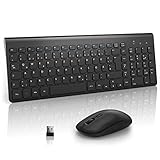 Tastatur Maus Set Kabellos, TedGem 2.4G Tastatur Maus Set USB Ergonomische Tastatur Kabellos PC Maus und Tastatur 2 in 1 USB Empfänger für PC/Computer/Laptop (Schwarz)