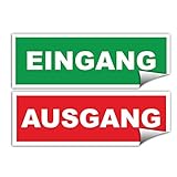 2X Eingang und 2X Ausgang Aufkleber 21x7,2 cm Sticker mit UV Schutz für Außen-und Innenb