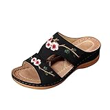 Briskorry Sandalen Damen Sommer Flip Flops Lässige Flache Schuhe Flat Heel Elegant Rom Sandalette Sommerschuhe Open Toe Römersandalen Schnallenriemen Flip Flop Schuhe Bequeme S