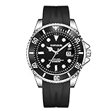 LTJXL Armbanduhren für Herren, Mechanische Automatikuhren Silikonband Sportuhren wasserdichte Leuchtuhr Datums Zifferblatt Business Uhren für Männer Elegantes Geschenk,Grü