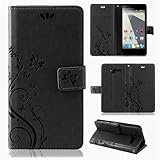 betterfon | Flower Case Handytasche Schutzhülle Blumen Klapptasche Handyhülle Handy Schale für ZTE Blade L3 Schw