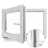 Kellerfenster - Kunststoff - Fenster - weiß - BxH: 80x60 cm - DIN rechts - Sicherheitsbeschlag - verschiedene Maß