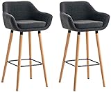 CLP 2er Set Barhocker Grant Mit Hochwertiger Polsterung Und Stoffbezug I Thekenhocker Mit Vierfußgestell Aus Holz, Farbe:dunkelg