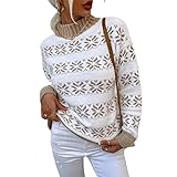 ZYYM Pullover Damen Winter Elegant Rollkragenpullover Strickpullover Grobstrickpullover Langarm Lose Pulli Oberteile Grobstrick Strickpulli Damen Winterpullover Warmer Mode Pullover Strickp