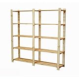 Certeo Holzregal Serie B | Tragkraft 35 kg pro Fachboden | HxBxT 1700 x 1700 x 378 mm | Kellerregal Garagenregal Lagerregal Werkstattregal Schraubreg
