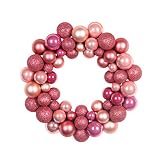 LUOEM 34CM Weihnachten Kugelkranz Glitzer Weihnachtskranz Adventskranz Dekokranz Christbaumkugeln Weihnachtsbaum Ball Kranz für Tür Wand Hängen Dekoration Tannenbaumschmuck R