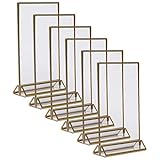 Goldener doppelseitiger Bilderrahmen - 6er-Pack - A6 Acryl Gold Tischkartenhalter, Aufsteller im Staffelei-Stil, Goldrahmen für Hochzeit Tischnummern, Speisekartenhalter, Fotorahmen (A6)