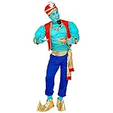Widmann - Kostüm magischer Genie, Muskelhemd, Weste, Hose, Schärpe, Schuhüberzieher, Turban, Mottoparty,