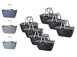 EINKAUFSKORB 7 Stück 23 Liter Rattan Optik Korb Tragekorb Wäschekorb Picknickkorb Einkaufstasche 43 cm x 30 cm x 21,5 cm (Grün 7 Stück)