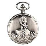 Sammlerstücke Retro Bronze The Walking Dead Thema Langhals Zombie Design Quarz Anhänger Taschenuhr Kette Männer Frauen Drama Fans-Retro grau,