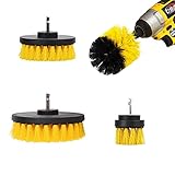 4 StüCk Drill Brush Set BohrbüRsten Akkuschrauber ReinigungsbüRste BüRstenaufsatz Bohrmaschine Scrubber Reinigung Kit Zur Reinigung Bad, Boden, Poolfliesen, Auto, Badwanne Fliesen, KüChe (Gelb)