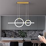 Pendelleuchte LED Hängeleuchte Dimmbar Mit Fernbedienung Pendellampe Hoehenverstellbar Kronleuchter Acryl Lampenschirm Hängelampe Schlafzimmer Wohnzimmer Café Bar Küche Büro Esstisch Deck