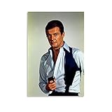 SMJP Filmposter mit Roger Moore in James Bond, Leinwand-Kunstdruck, modernes Design, 20 x 30