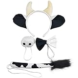 TOYANDONA Halloween Kuh Kostüm Requisiten mit Kuh Stirnband Schwanz Nase Fliege Halloween Party Cosplay Kostüm Dek