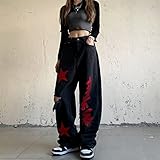 KAL'ANWEI Loch Denim Hose Harajuku High Streetwear Hip Hop Frau Baggy Lose Gerade Solide Jeans Punk Kleidung Herbstkleidung,Schw