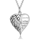 FORETTY DF819 Custom Cremation Schmuck for Asche graviert Ihre Flügel Waren fertig, Aber Mein Herz war Nicht Herz-Urne-Halsketten-Denkmalanhänger Kreuzungsketten (Metal Color : Custom Name)