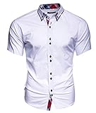 Kayhan Herren Kurzarm Hemd Hawaii Weiss (L)