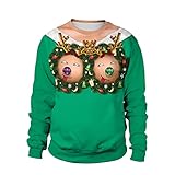 CCOOfhhc Herren Sweatshirt Ohne Kapuze Weihnachts Hässliche Brustdruck Pullover Oversize Weihnachtspullover Rundhals Langarm Oberteile Locker Casual Weihnachtsp