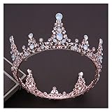 linqingshiduodeshangmaoyouxiangongsi Gothic Crown Barocke Königin King Tiara Crown Braut Hochzeit Kopfschmuck Opal Rose Gold Farbe Tiaras und Krone Hochzeitskleid Haarschmuck