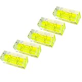 Libelle Wasserwaage, 5 Pack, Rechteckig, 15 x 15 x 40 mm, Präzisions-Wasserwaage, mit Luftblase, Mini Wasserwaage, kleine Libelle, Dosenlibelle für Kamera, Camping, Wohnwagen, Bullseye-Wasserwaag