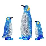 TangYang 3D Nachtlicht für Kinder, Indoor Outdoor Weihnachtsdekoration, LED Pinguin Licht 3D Acryl Lampe Beleuchtung Weihnachtsschmuck, Party Home Room Outdoor Dekoration Geschenk