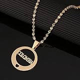N/Ａ Accessoires für Herren und Damen Kolumbien Brief Edelstahl Anhänger Kolumbien Herz Anhänger Halskette Schmuck Hochzeitstag Muttertag Vatertag Weihnachten Geburtstagsgeschenk