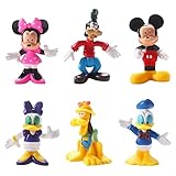 6PCS Mickey Mini Figuren Set, Hilloly Minnie Mickey Cake Topper, Kindergeburtstagsfeier Babyparty Kuchen Dekoration Artikel, Mickey Minnie Donald Duck Puppe O